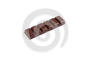 Dark chocolate bar isolated on a white background.