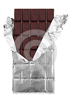 Dark chocolate bar isolated