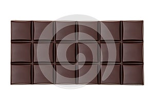 Dark chocolate bar  isolated on white.