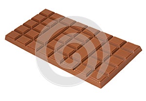 Dark chocolate bar on white