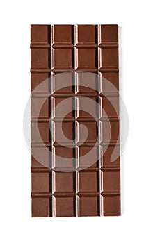 Dark chocolate bar on white background