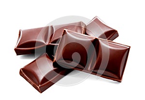 Dark chocolate bars stack isolated