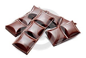 Dark chocolate bars stack isolated