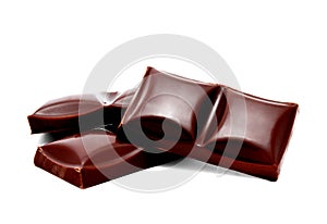 Dark chocolate bars stack isolated