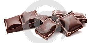 Dark chocolate bars stack isolated on a white