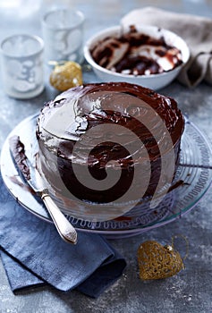 Dark Chocolate Cake with Chocolate Glaze for Christmas