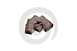 Dark chocolate candies isolated on white background