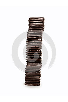 Dark chocolate candies isolated on white background