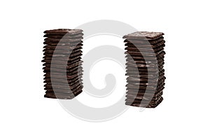 Dark chocolate candies isolated on white background