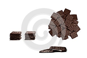 Dark chocolate candies isolated on white background