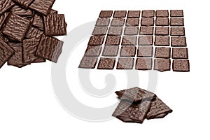 Dark chocolate candies isolated on white background