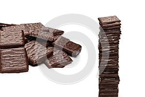 Dark chocolate candies isolated on white background
