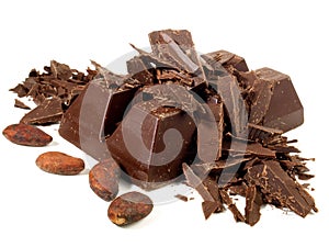 Dark Chocolate Couverture on white Background - Isolated