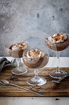 Dark chocolate mousse with whipping cream