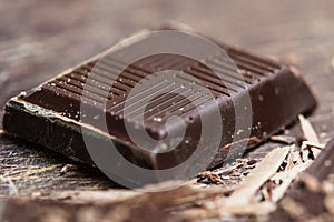 Dark chocolate piece isolated