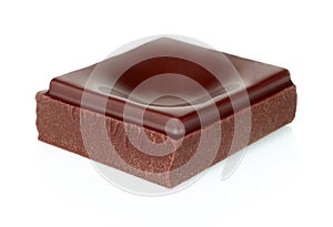 Dark chocolate piece isolated on white background