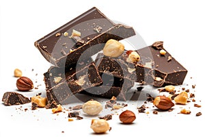 Dark chocolate pieces piled high with nuts
