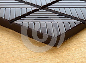 Dark Chocolate Plate on the Wooden Table