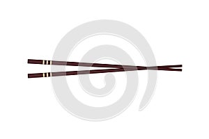 Dark chopstick isolated on white background. Food accessories. Asian utensil. Top view.