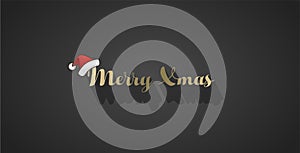 Dark Christmas vector background with shadow and Christmas hat