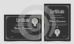 Dark classic certificate award template