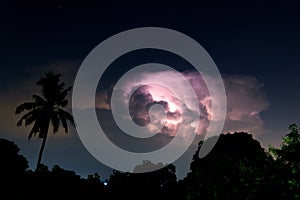 Dark cloud storm with thunder before raining