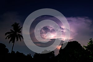 Dark cloud storm with thunder before raining