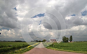 Dark clouds above the Zuidplaspolder in Zevenhuizen where in the furure thousands of houses will be build in the Netherlands