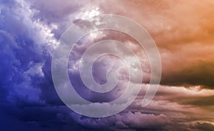 Dark clouds. Color toned image.