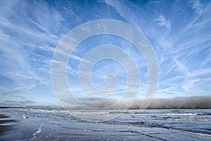 Dark clouds coming in over the sea