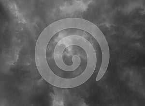The dark clouds on dramatic sky background before the rainy weather