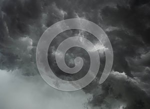 The dark clouds on dramatic sky background before the rainy weather