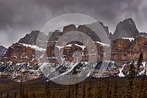 Dark Clouds Over Banff Mountains