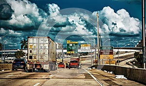 Dark clouds over the highway in Miami