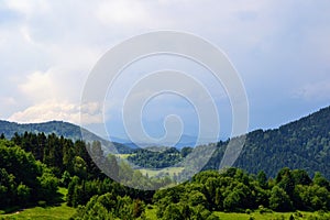 Dark clouds over the mountains