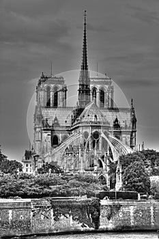 Dark clouds over Notre Dame cathedral, Paris