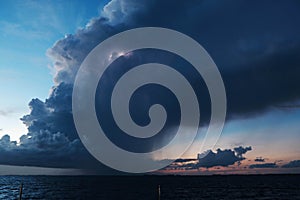 Dark clouds over the ocean during a tropical storm above caribbean see