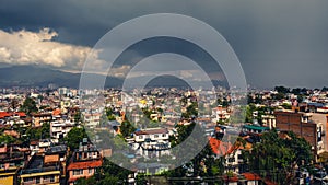 Dark clouds over Patan and Kathmandu, Nepal