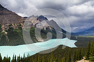 Dark clouds over Peyto Lake