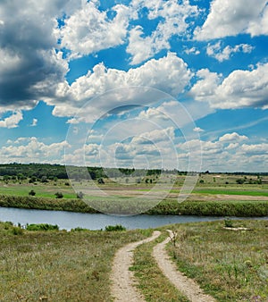 Dark clouds over river