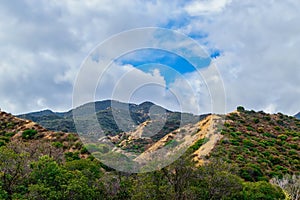 Dark clouds over Southern California mountains