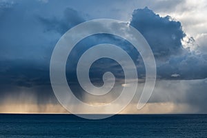 Dark clouds and rain over the Black sea