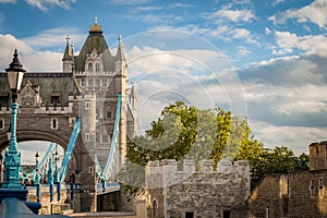 Dark clouds surround the Tower of London on cloudy day