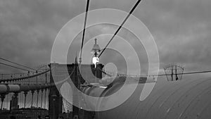 A dark and cloudy day over the Brooklyn Bridge - NYC - USA