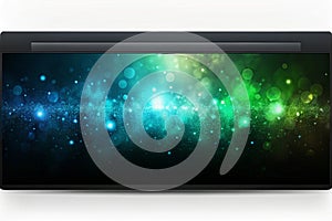 Dark color gradient background, green blue lights on grainy black backdrop, noise texture effect, webpage header design photo
