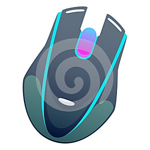 Dark color wireless mouse, flat vector pc mouse, modern design isolated illustration