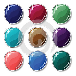 Dark colored buttons with glass surface effect. Blank buttons set for web design or game graphic.