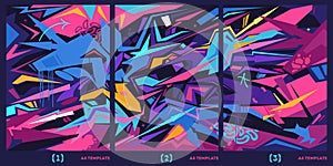 Dark And Colorful Abstract Graffiti Style A4 Poster Vector Illustration Background Template