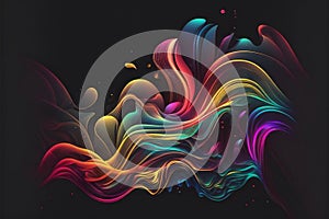 Dark with colorful neon accents undulation, abstract, colors