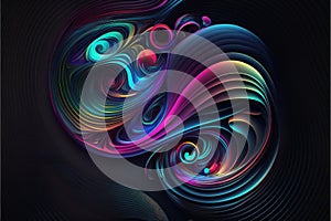 Dark with colorful neon accents undulation, abstract, colors